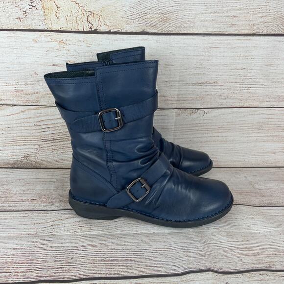 Miz Mooz Pasha Wide Womens Sz EU 36 US 5.5-6 Ankle Boots Navy BLue - Picture 5 of 11